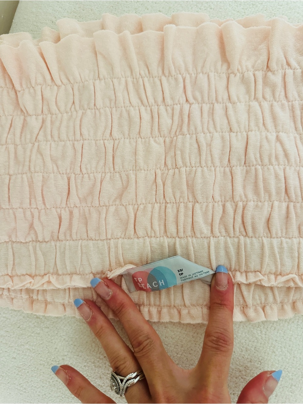 Free People Beach Pale Pink Smocked Tube Top